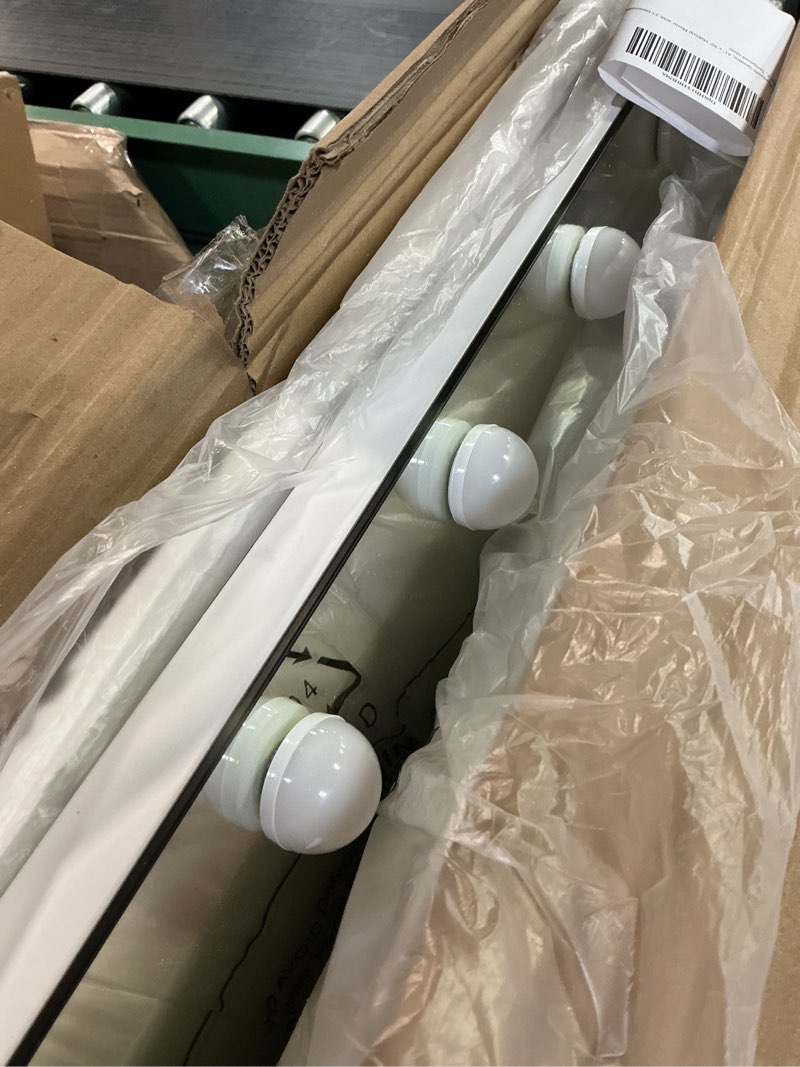 Condition photo showing New/Like New for Hasipu Hollywood Vanity Mirror with Lights and Bluetooth Speaker, 41" x 30" Makeup Mirror with 21 Dimmable LED Bulbs 3 Color Modes, 5X Magnifying Glass, Touch Control, USB and Type-C, Tempered Glass 41"L x 30"W