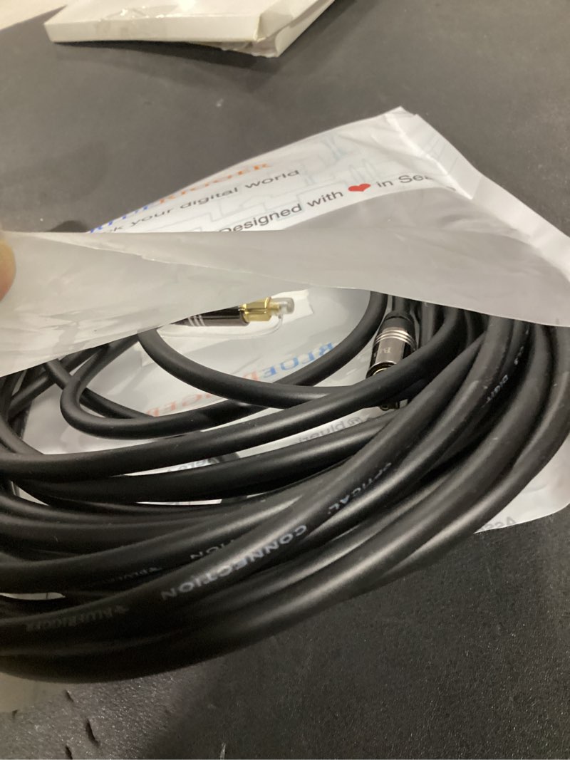Condition photo showing Good Condition for bluerigger digital optical audio toslink cable (35ft, fiber optic, aluminum shell, 24k gold-plated) - compatible with home theatre, sound bar, tv, xbox, playstation ps4 – premium series straight toslink 35ft