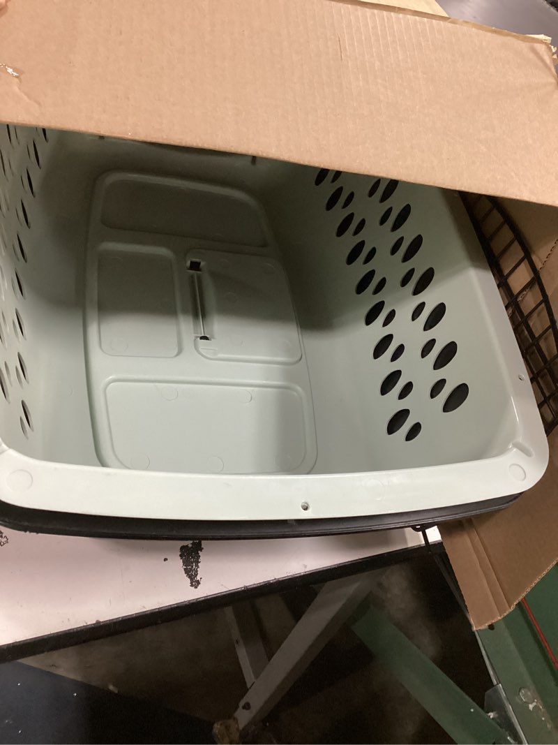 Condition photo showing Good Condition for petmate pet porter fashion dog kennel plastic crate for pets 15-20 lbs, pet carrier for home and travel, made in usa, 24" l x 14.5" h, pale aqua and black