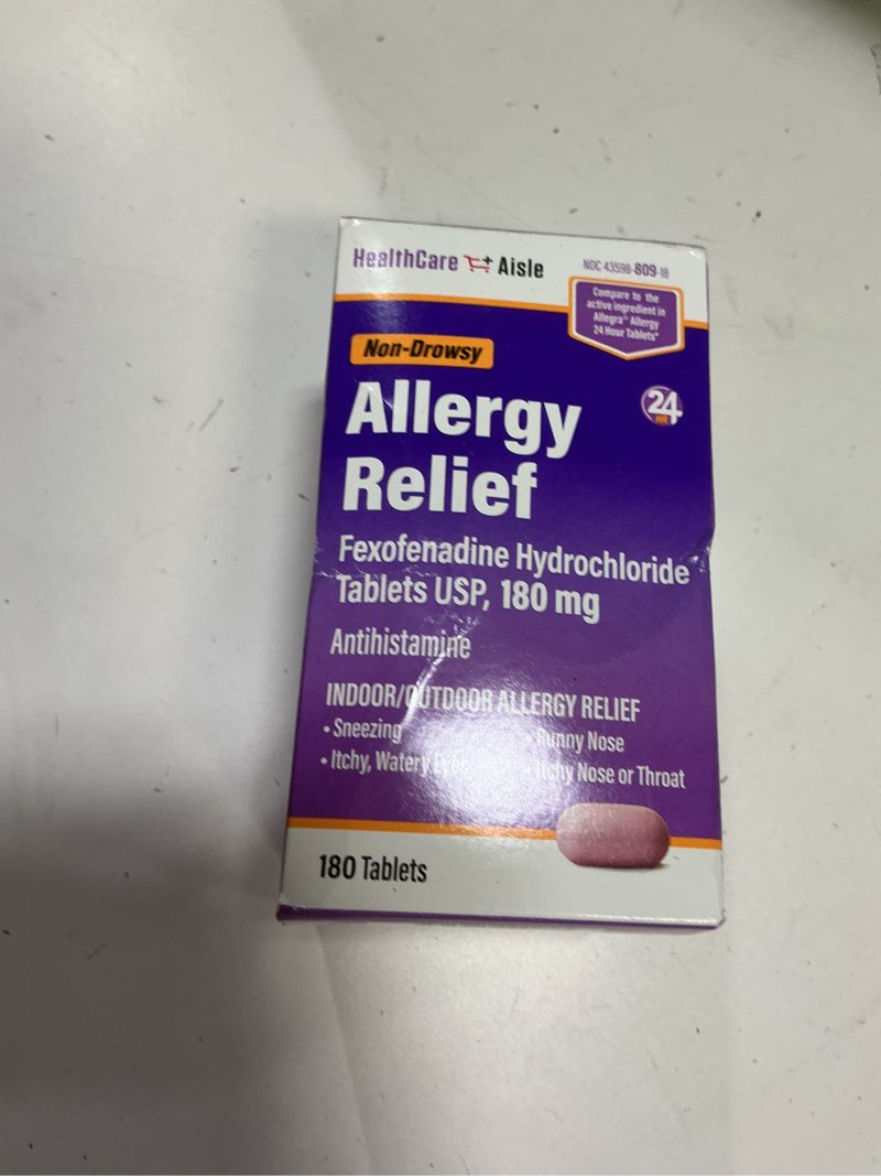 Condition photo showing New/Like New for (BBD 2026/03). HealthCareAisle Allergy Relief - Fexofenadine Hydrochloride Tablets USP, 180 mg - 180 Tablets - Allergy Medication, Non-Drowsy 24-Hour Relief 180 Count (Pack of 1) 180mg