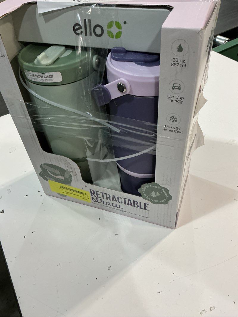 Condition photo showing As Is for brand new ello oasis go 30oz leak-proof stainless steel tumbler, 2 pack 