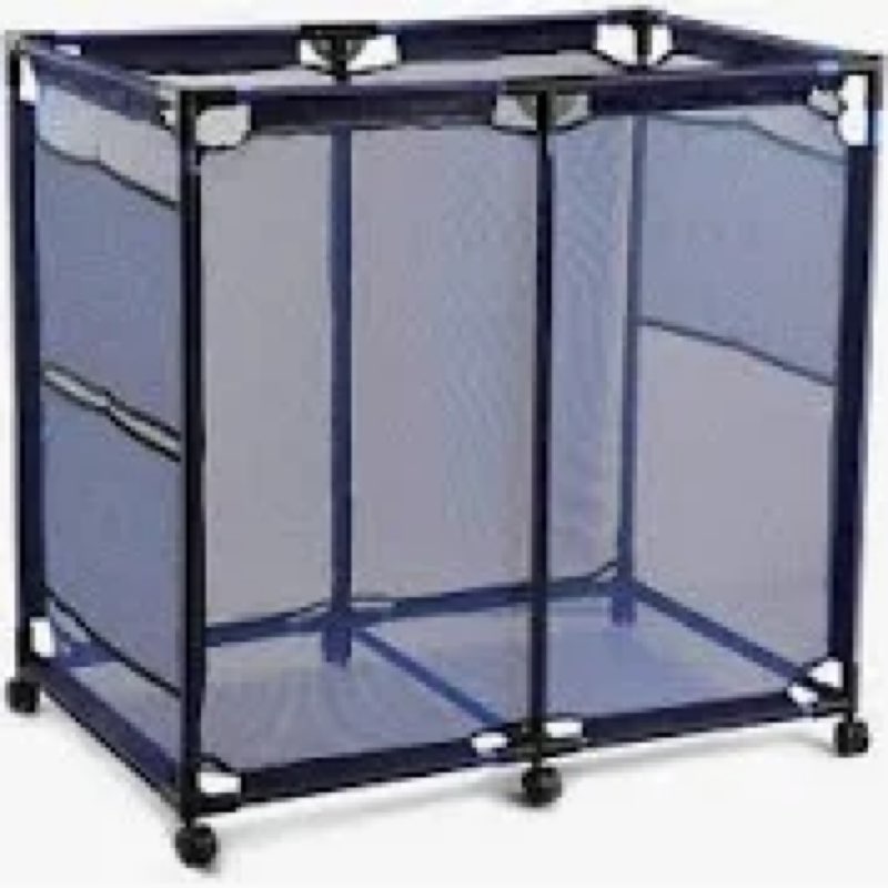 Pool Storage Bins Rolling Pool Storage Cart Organizer with Nylon Mesh Large Capacity with Iron Tube, 37" L x 25" W x 36" H Blue