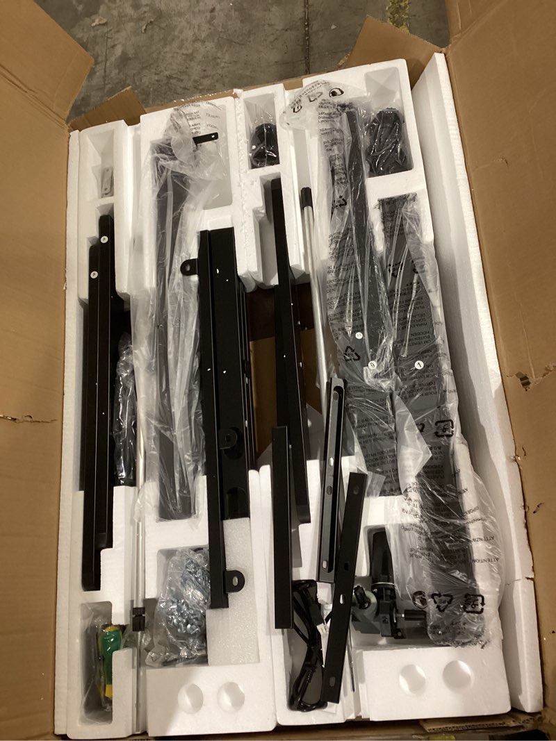 Condition photo showing Good Condition for Huuger L Shaped Standing Desk with Power Outlets, 63 x 55 Inch Height Adjustable Computer Desk for Bedroom, Corner Stand up Desk for Home and Office, Work and Study, Rustic Brown