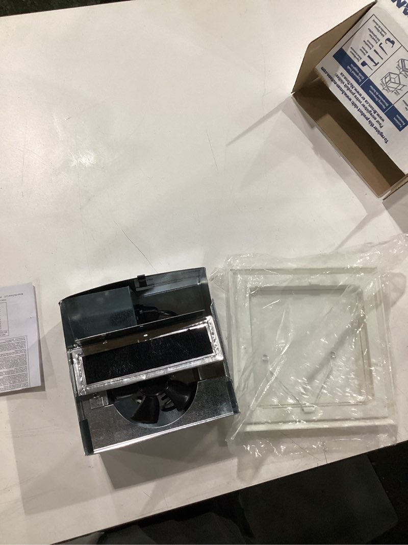 Condition photo showing Good Condition for broan 682 bathroom ventilation fan with charcoal filter and white plastic-grille