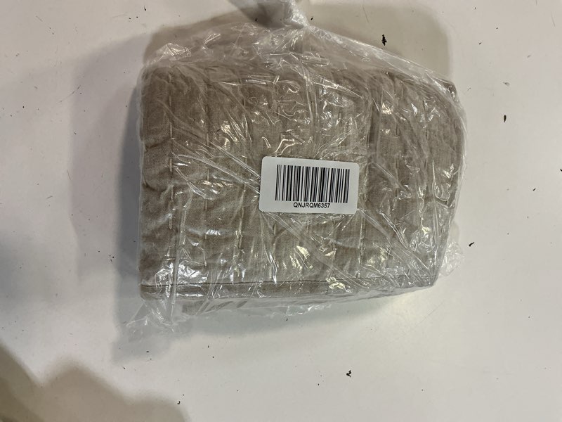 Condition photo showing Good Condition for european linen cotton stitch quilted euro sham, euro, natural