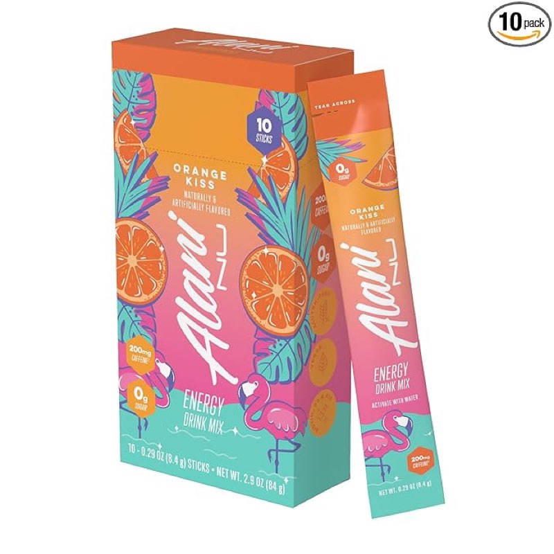 Alani Nu ORANGE KISS Energy Sticks, Energy Drink Powder, 200mg Caffeine, Pre Workout Performance wit