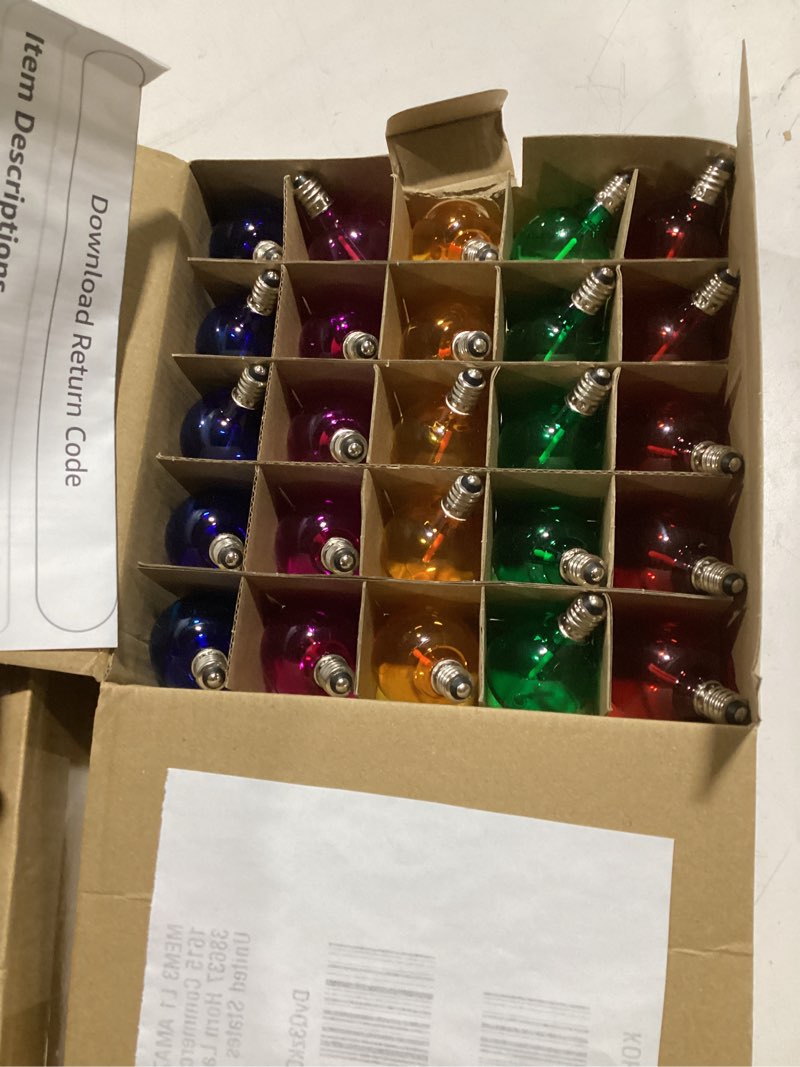 CHYParty 25 Pack G40 Replacement Bulbs, Multicolor LED Globe Christmas Light Bulbs, E12 Candelabra B