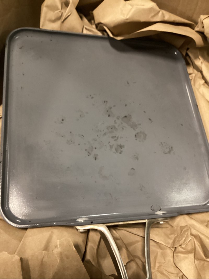 Condition photo showing As Is for Calphalon® Premier Ceramic Nonstick 11" Square Griddle, Midnight Blue