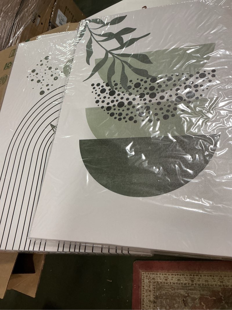 Condition photo showing Good Condition for Sage Green Wall Posters & Prints, Green Boho Wall Art Set of 3, Minimalist Framed Wall Art Geometric