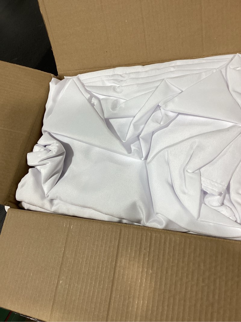 Condition photo showing Good Condition for Similar product Fitable White Tablecloths for Rectangle Tables, 6 Pack - 70 x 120 Inches - Reusable and Washable Table Clothes for 6-8 Ft Tables, Polyester Fabric Table Covers for Wedding, Party, Banquet White 70x120 In, 6 Pack