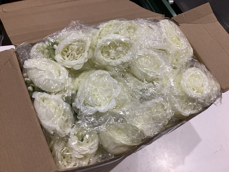 Condition photo showing Good Condition for zeyune 12 sets mason jar centerpiece table decorations, artificial peony baby's breath flower bouquets, faux flowers with vase, rustic decor gifts for home, wedding, holiday (white) white 12