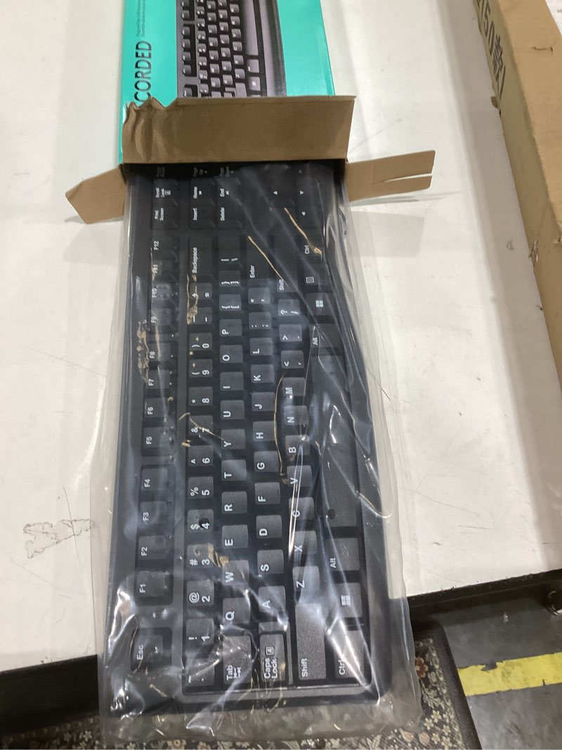 Condition photo showing As Is for logitech mk120 wired keyboard and mouse combo for windows, optical wired mouse, full-size keyboard, usb plug-and-play, compatible with pc, laptop - black