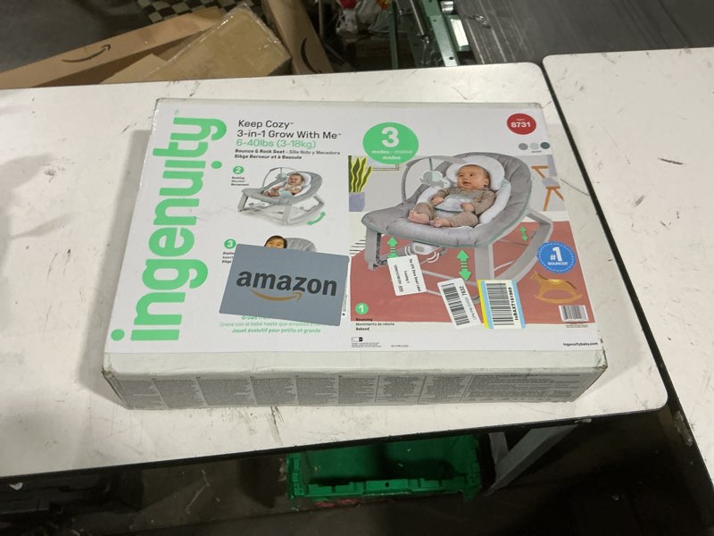 Condition photo showing New/Like New for ingenuity keep cozy 3-in-1 grow with me vibrating baby bouncer, seat & infant to toddler rocker, vibrations & -toy bar, 0-30 months up to 40 lbs (weaver)