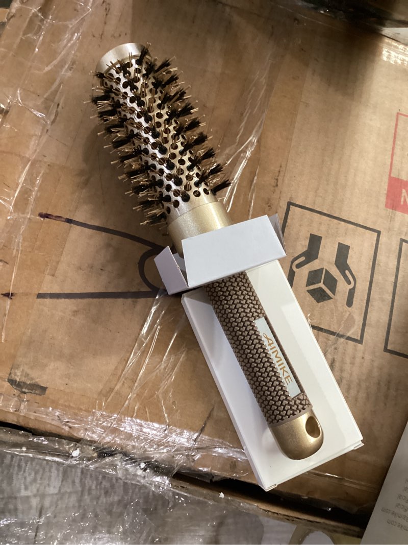 Condition photo showing Good Condition for aimike round brush for blow out, small round hair brush nano thermal ceramic & ionic tech, for blow drying & styling, curling and shine - 2.4 inch barrel w/boar bristles 32mm-1.3 inch (2.4 inch with bristles)