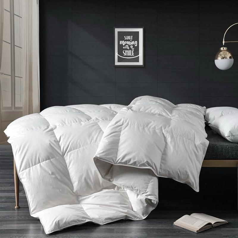 APSMILE Oversized King Size Down Feather Fibers Comforter, All Seasons Duvet Insert with 100% Organi