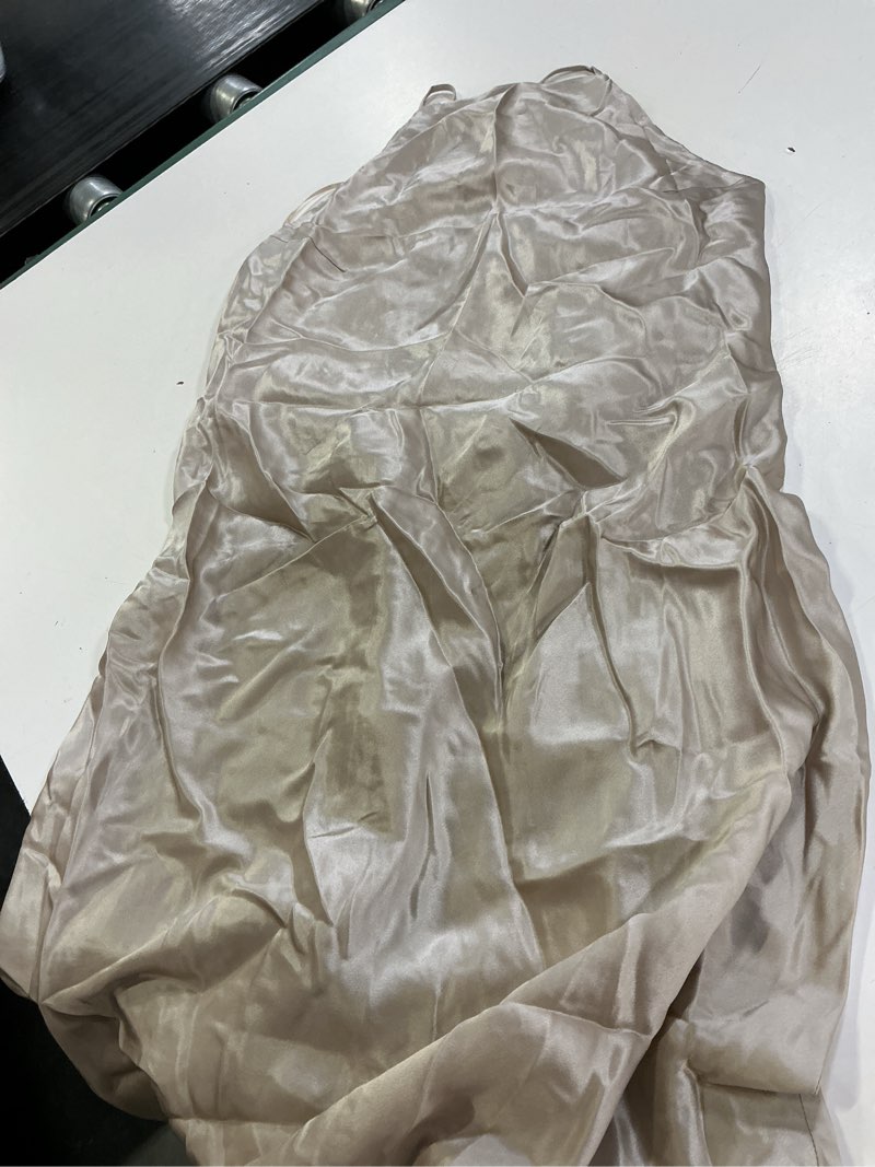 Condition photo showing Good Condition for washable silk halter maxi dress / champagne / xs