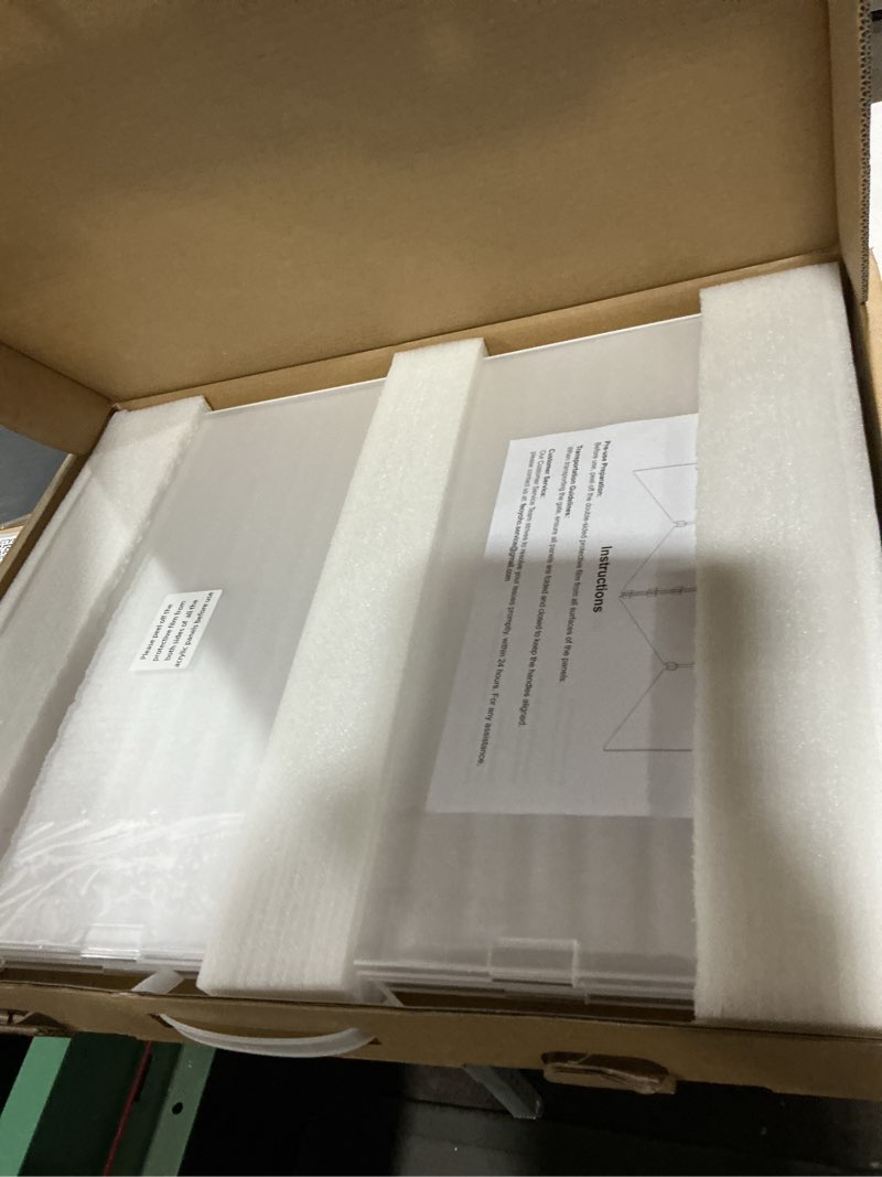 Condition photo showing Good Condition for Clear Acrylic Freestanding Dog Gates for The House – Folding 4-Panel Pet Gates for Doorways, Stairs, and Rooms, Transparent Indoor Barrier for Dogs, Puppies, and Cats