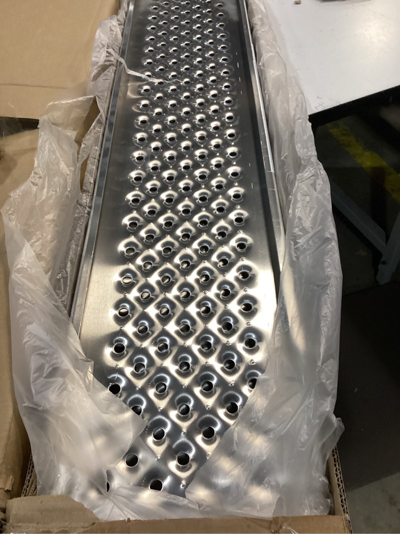 Condition photo showing Good Condition for ruedamann 2pcs 5ft aluminum shed ramps, rust proof, heavy duty 880 lbs capacity, 9'' wide loading ramps for lawn mower, utv, atv ramp for trailer, shed ramp for trailers, riding mowers, motorcycles