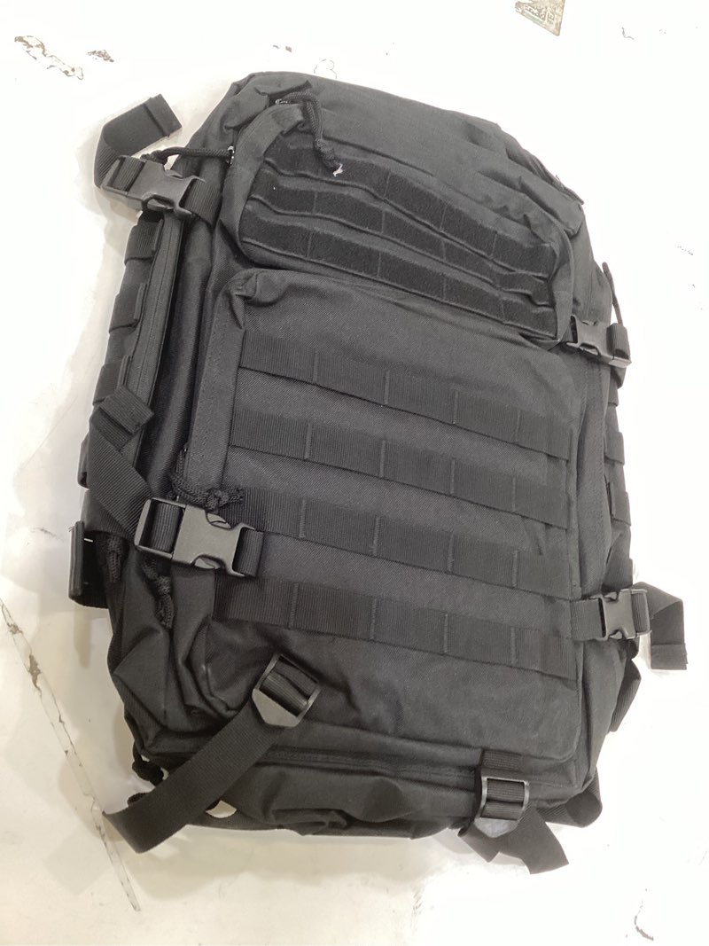 Condition photo showing New/Like New for 45l military tactical backpack large day pack for men – molle rucking assault rucksack, heavy-duty water-resistant bag for hiking, gym, travel & outdoor adventures – black