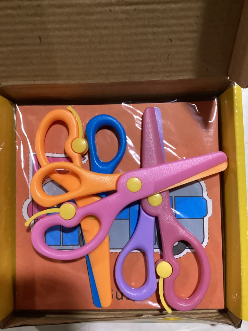 Condition photo showing New/Like New for Safety Scissors For Toddler, Kids, Children - Plastic, Dual-Color Preschool Training Scissors(3 Pack), Paper Cutting(96 Pcs) Set For Paper Craft Supplies Paper Cutting Set