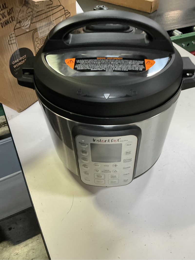 Condition photo showing Good Condition for Instant Pot Duo Plus 9-in-1 Multicooker, Pressure Cooker, Slow Cook, Rice Maker, Steamer, Sauté, Yogurt, Warmer & Sterilizer, Includes App With Over 800 Recipes, Stainless Steel, 6 Quarts