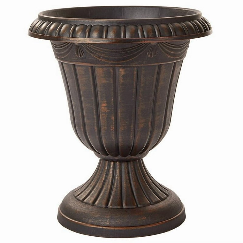 Plastic Urn Planter in White-Gold or Black-Copper - Black/Copper