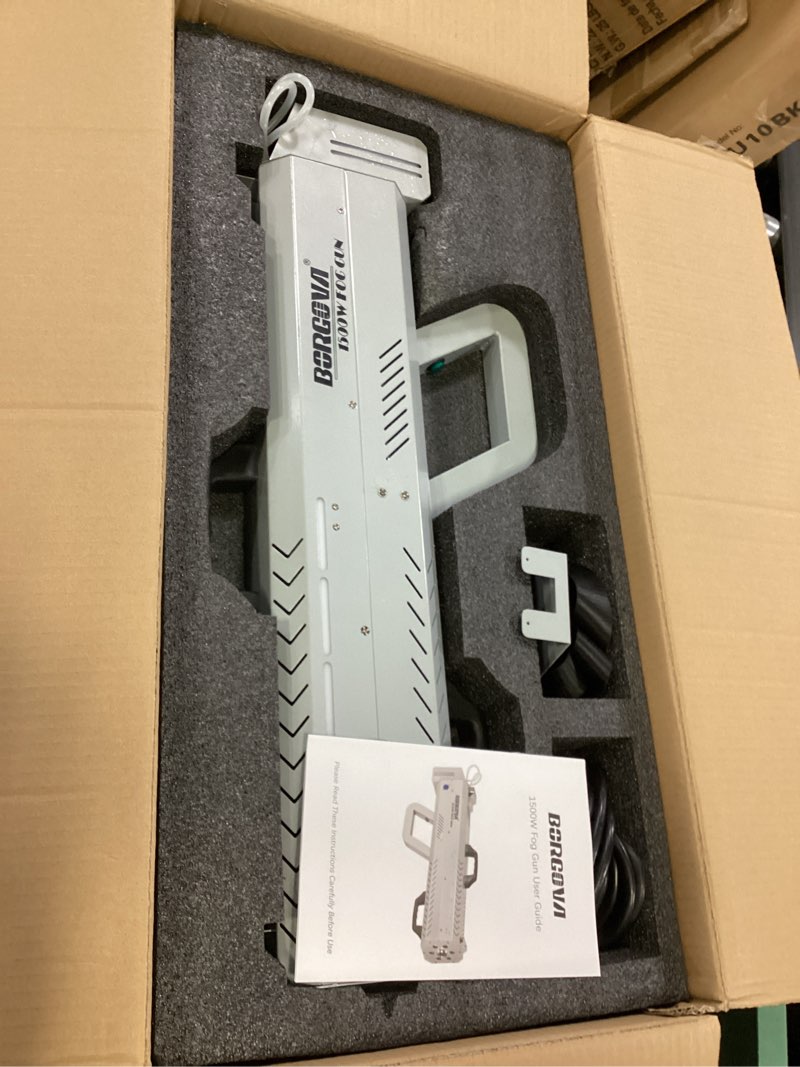 Condition photo showing New/Like New for Smoke Gun for Party, 1500W Handheld Fog Machine Cannon with Color - Changing Lights, Perfect for Spooky Halloween, Stage Shows and Club Night Gray