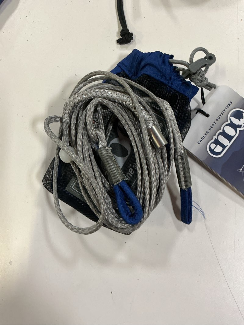 Condition photo showing Good Condition for eno microtune structural ridgeline - camping hammock travel essentials - hammock cord for preset lay - compatible with 1 to 2 person portable hammocks - sapphire/grey