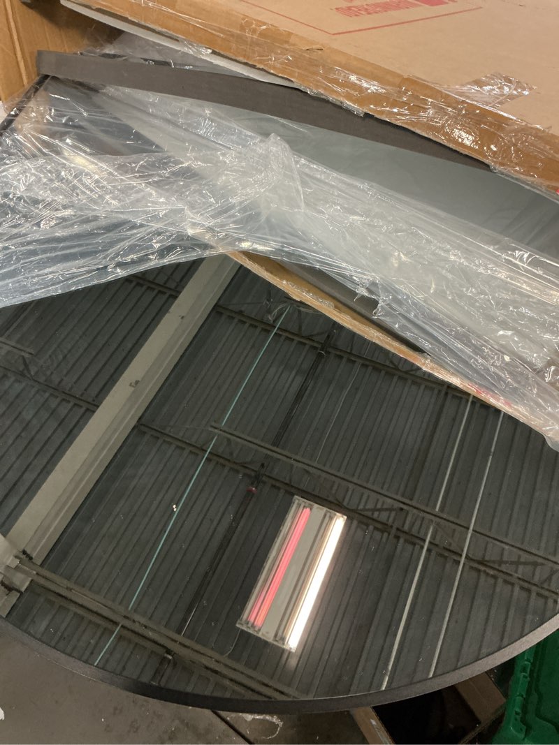 Condition photo showing Good Condition for FORBATH Arched Bathroom Mirror 30x30 Inch, Bathroom Mirror Wall Mounted Modern Black Aluminum Frame Decor Dresser Mirror for Bedroom Living Room Entryway, Hanging or Leaning Against Wall Black 30"L x 30"W