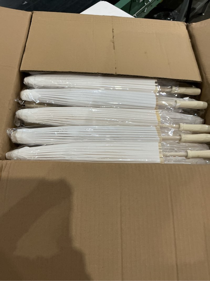 Condition photo showing Good Condition for 40 pack white 23.6 inch paper parasols for wedding decor - chinese japanese oiled paper umbrellas for diy painting, bridal shower, party decor & photography props 40pack
