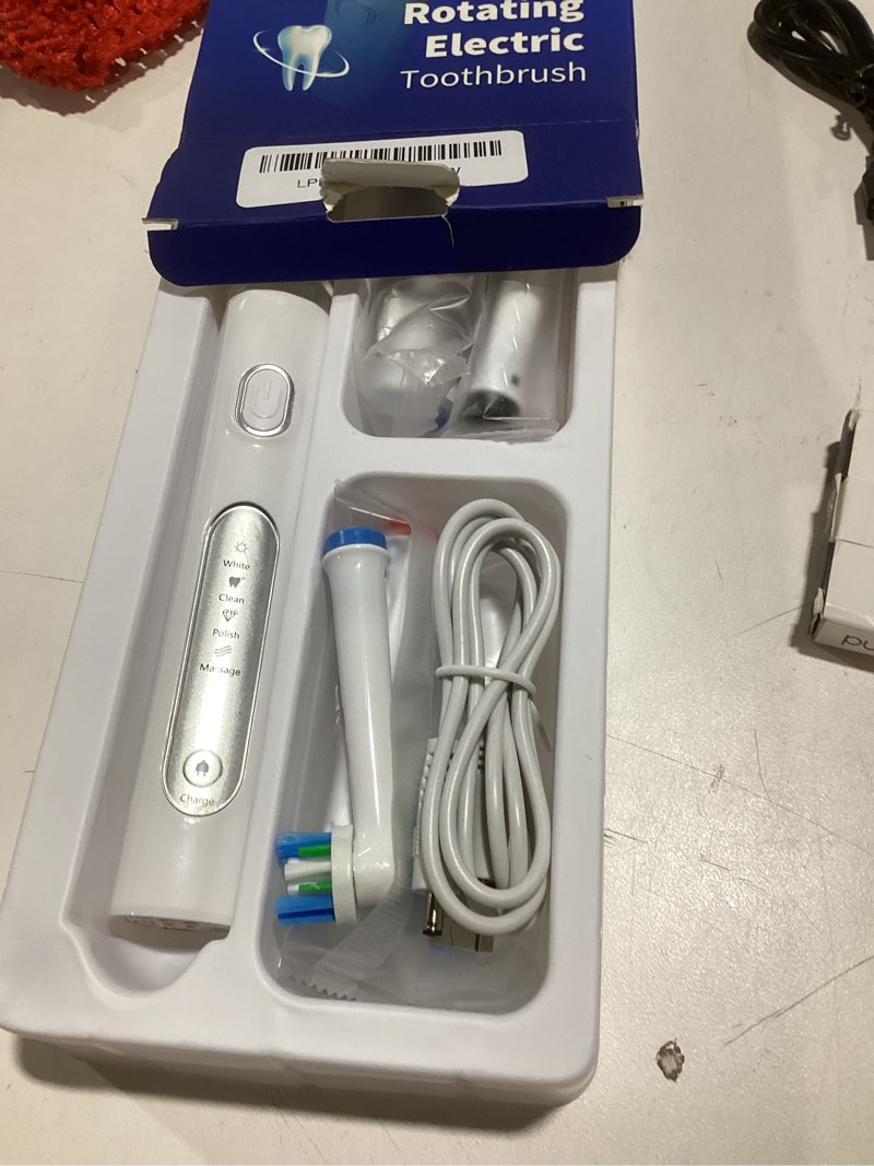 Condition photo showing Good Condition for TEETHEORY Rotating Electric Toothbrush for Adults with 8 Brush Heads (2 Types), 4 Modes Deep Clean Electric Toothbrush with Rechargeable Power and 2 Min Smart Timer (3-Clean White, p1) 3-clean White 1 Count (Pack of 1)