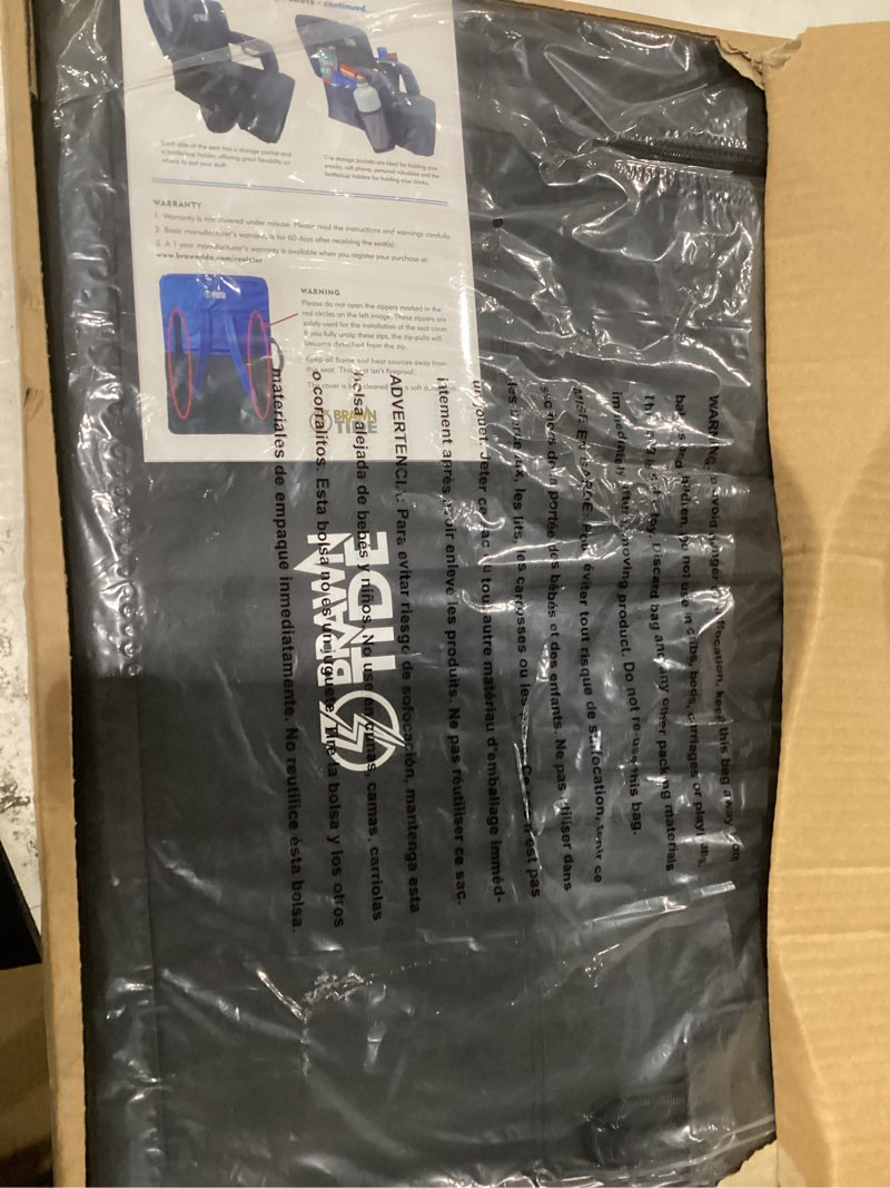 Condition photo showing New/Like New for brawntide wide stadium seat for bleachers - stadium chair with back support, comfy cushion, thick padding, 2 steel bleacher hooks, 4 pockets, ideal for sport events, camping, parks (black, wide size) wide - 22.5" black