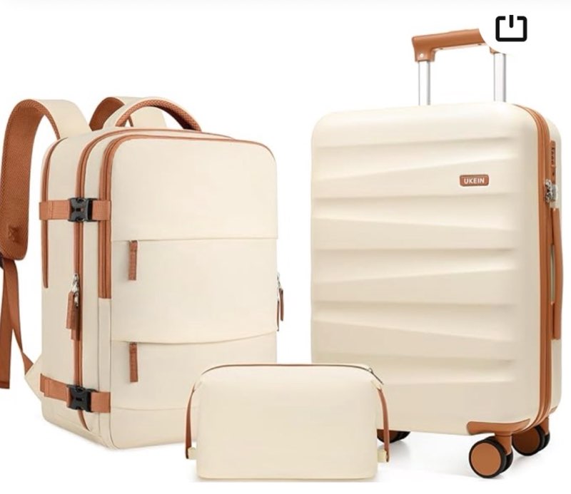 UKEIN Luggage Set with Backpack,Polycarbonate Carry On Luggage Airline Approved with Spinner Wheels, Hardshell Travel Suitcase with TSA Lock,Suitcase Set 3 Piece Black 3 piece set (20inch)