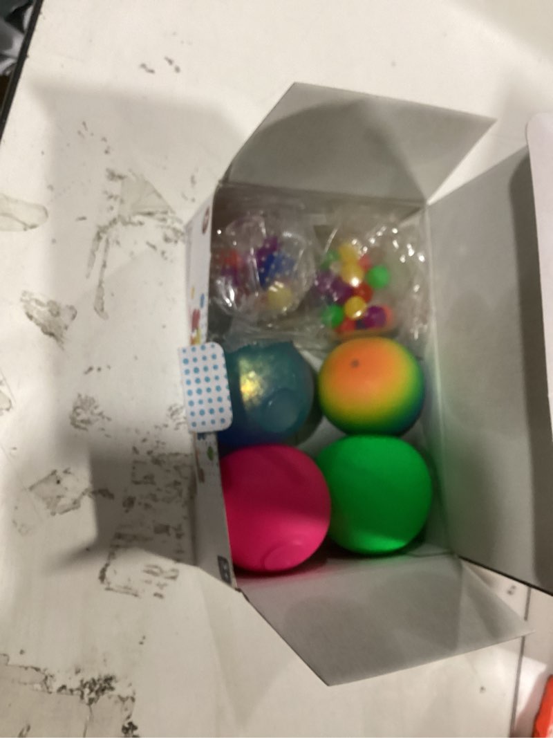 Condition photo showing Good Condition for 6 set squishy sensory stress squeezing balls foradults: best calming tool to relieve anxiety, vent mood and improve focus, easter basket stuffers for kids, goodie bag stuffers balls bgc