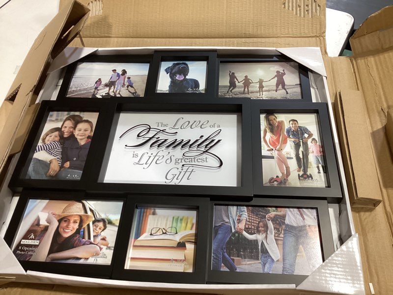 Condition photo showing Good Condition for malden international designs the love of a family dimensional collage black picture frame, 8 option, 6-4x6 & 2-4x4, black (8308-08) contemporary