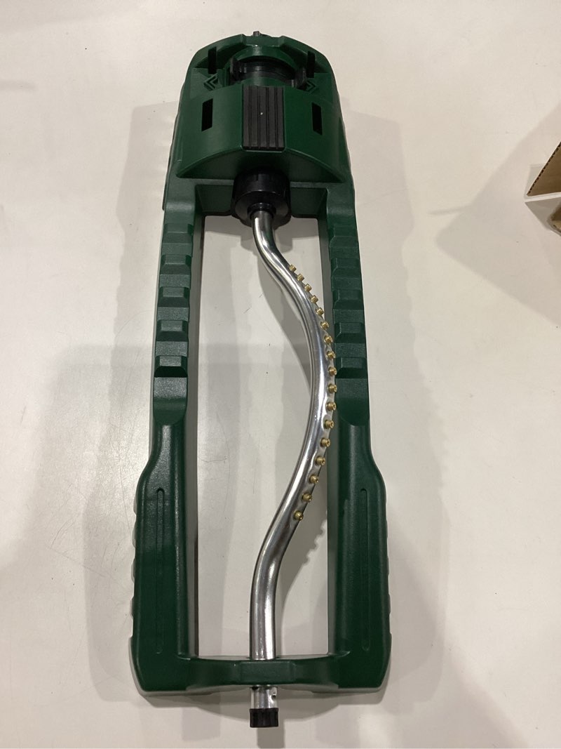 orbit 56761 oscillating sprinkler with stable base and custom pattern dial, waters up to 3600 sq ft