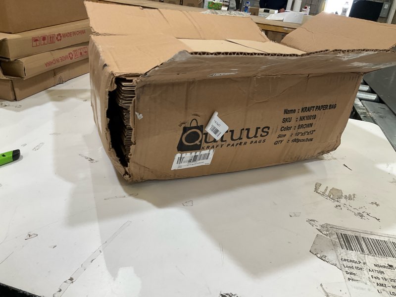 Condition photo showing Good Condition for qutuus 10x5x13 kraft paper bags 100 pcs kraft shopping bags, paper gift bags for retail, merchandise, recycled bulk paper sacks, brown paper bags with handles bulk brown 10x5x13 inch (pack of 100)