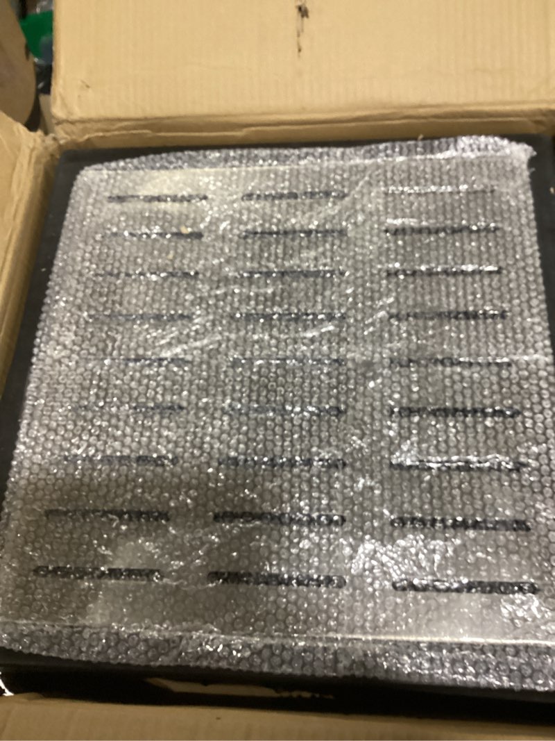 Condition photo showing Good Condition for 18x18x15 inch catch basin with stainless steel grate, large drainage basin with debris basket, french drain basin without reserved hole for yard, patio, downspout, commercial, municipal pipeline, lawn