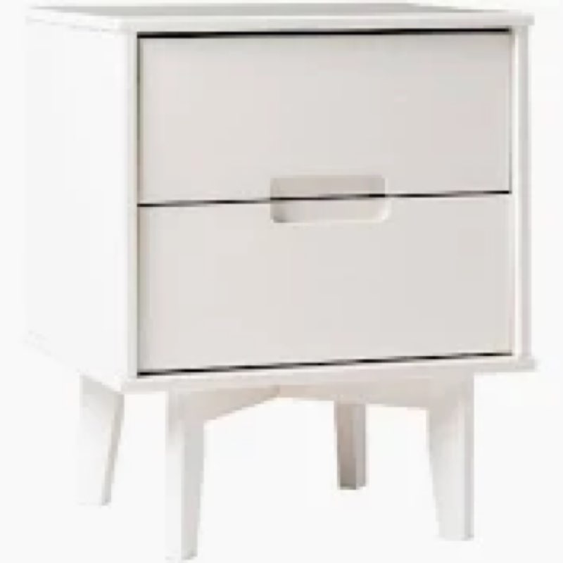 2-drawer groove handle wood nightstand - white