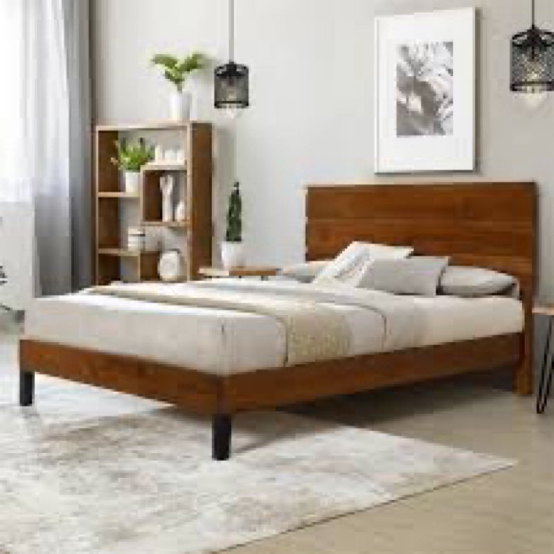 Bed frame king brown (incomplete only 1 box) 