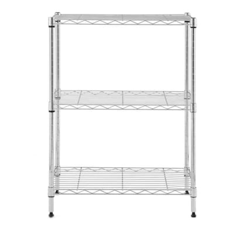 style selections 23-in w x 13.4-in d x 30.5-in h 3 -tier chrome metal wire utility shelving unit