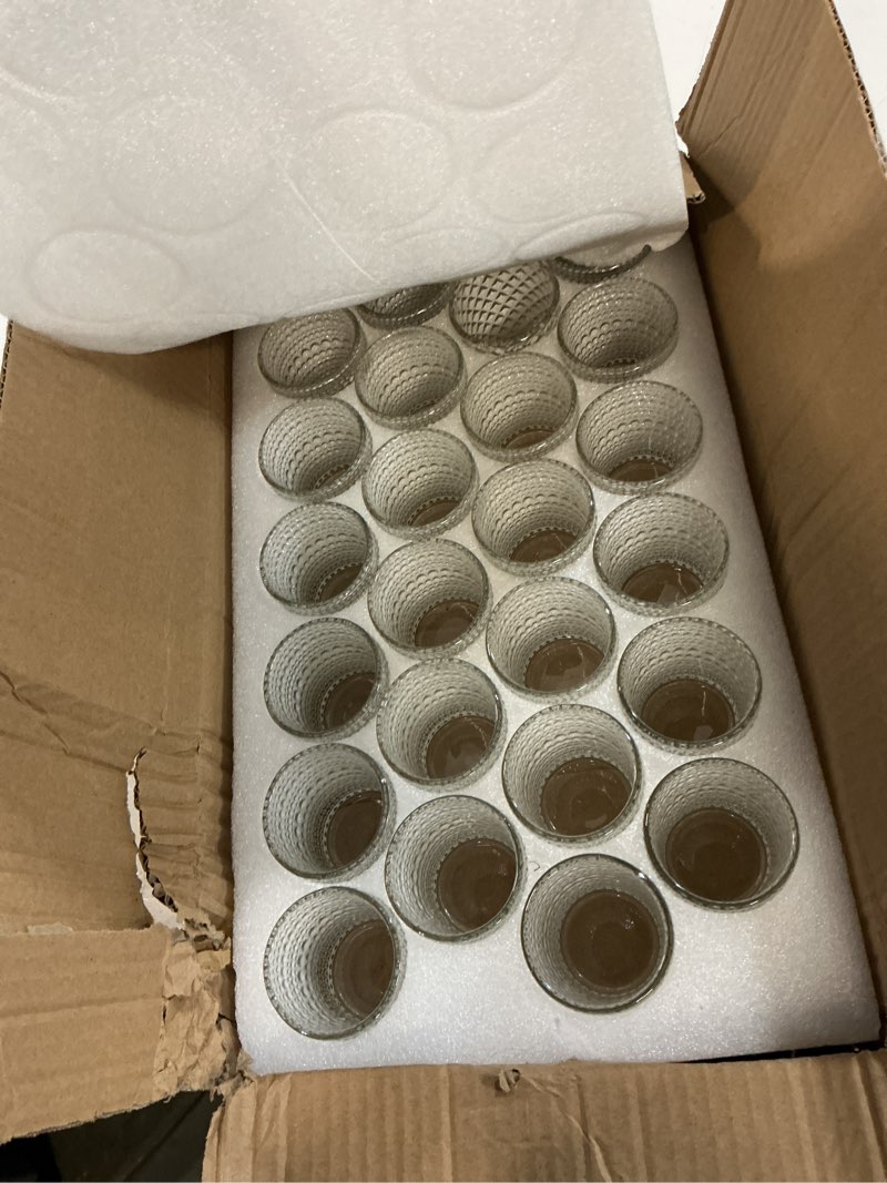 Condition photo showing Good Condition for supmind 24 pcs votive candle holders, glass holders bulk for table centerpiece, tea lights candle holders for wedding shower, party and home decor clear