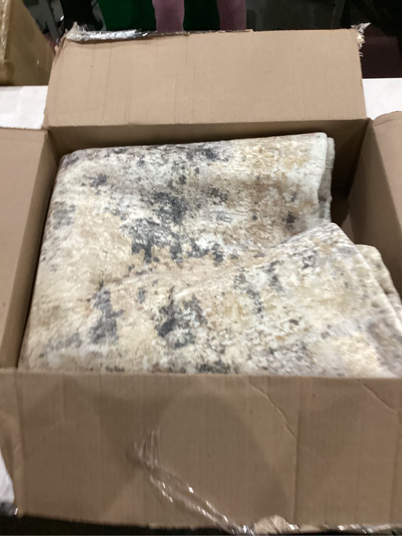 Condition photo showing As Is for Area Rug Living Room Rugs: 5x7 Washable Large Abstract Modern Soft Stain Resistant Indoor Floor Non Slip Accent Carpet for Bedroom Nursery Playroom Dining Room Office Dorm Home House- Gray Gold Abstract Gray Gold 5' x 7' (Rectangular)