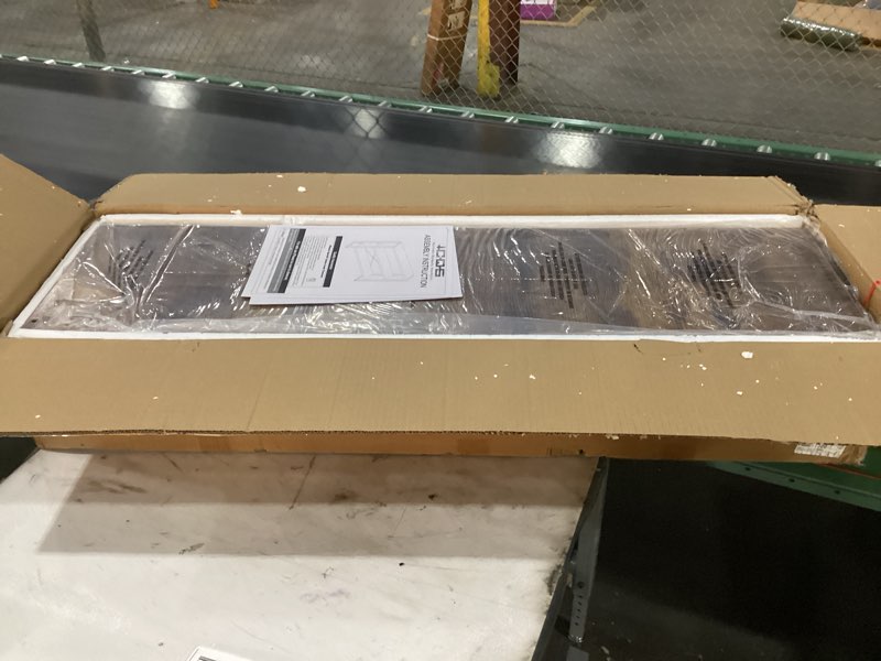 Condition photo showing New/Like New for HCHQHS 3-Tier Rustic Wood and Metal Industrial Bookshelf for Home Office, Bedroom, Kitchen, Bathroom - 47in 3-Tier (47"W x 33.5"H) Rustic Brown