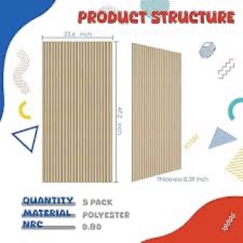 2 Large Sheets (94.5"x11.8") Self-Adhesive Acoustic Panels for Home Theater, Bedroom & TV Background