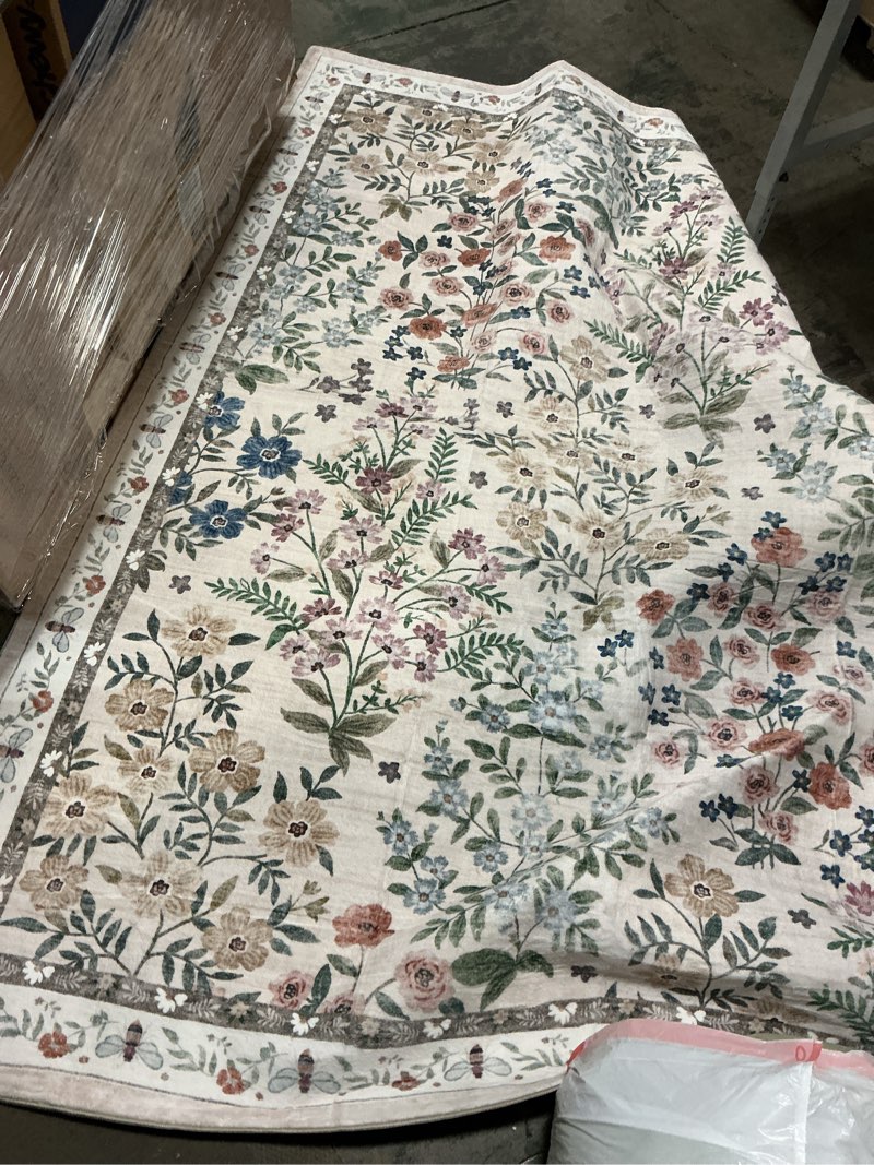 Condition photo showing As Is for machine washable rugs for living room: 5x7 area rugs for bedroom floral non sli