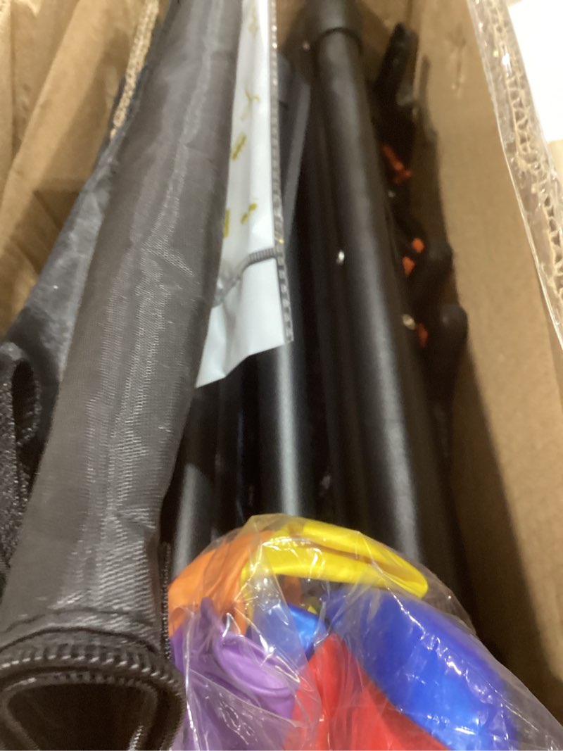 Condition photo showing Good Condition for emart backdrop stand 10x7ft(wxh) photo studio adjustable background stand support kit with 2 crossbars, 8 clamps, 2 sandbags and carry bag for parties, events decoration, wedding, photography 10x7ft black