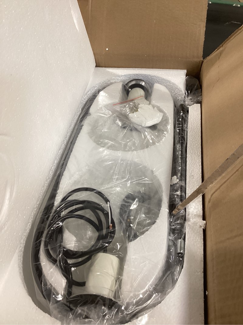 Condition photo showing Good Condition for BYOLIIMA 2-Lights Modern Globe Chandelier Mid Century Pendant Light Matte Black Ceiling Hanging Lighting Fixture with White Globe Glass Lampshade for Kitchen Island Dining Room Bedroom