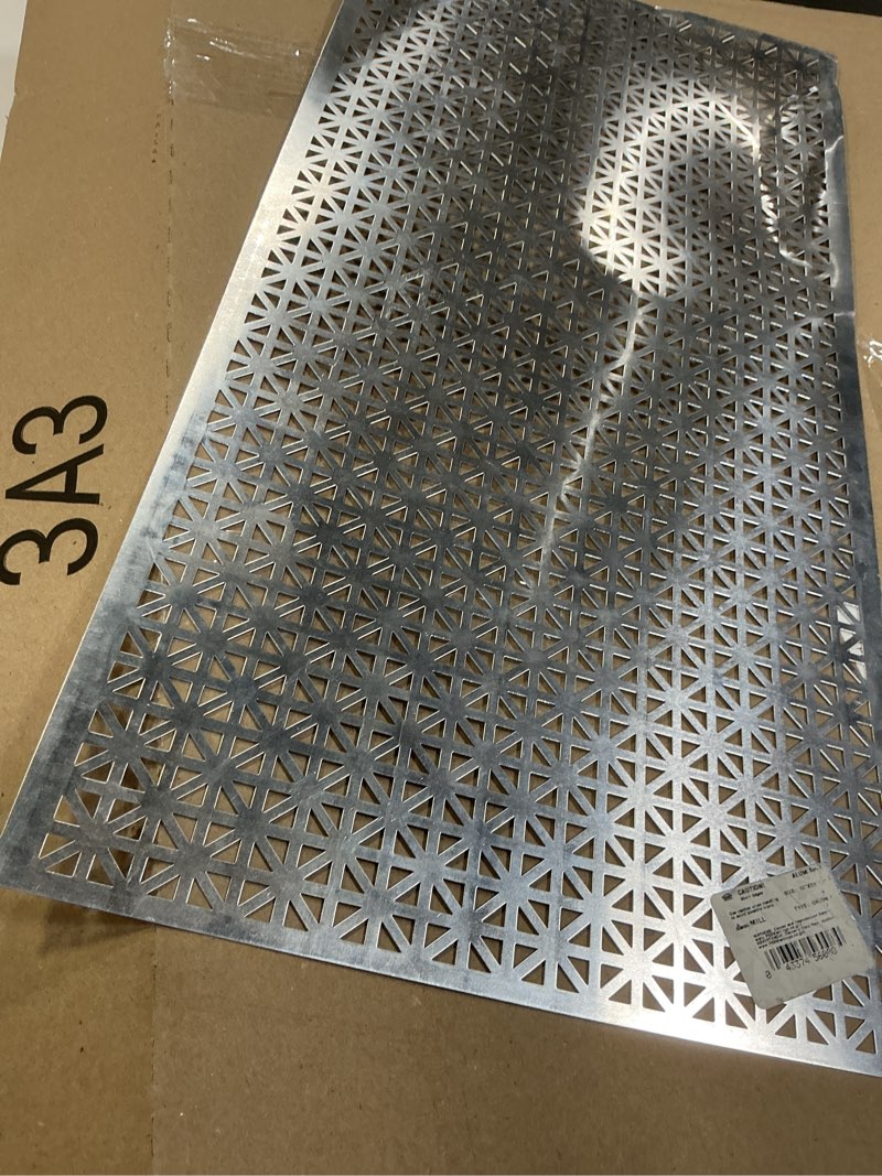 Condition photo showing As Is for M-D Building Products 56008 12 in. x 24 in. x .020 in. Mill Aluminum Sheet Union Jack