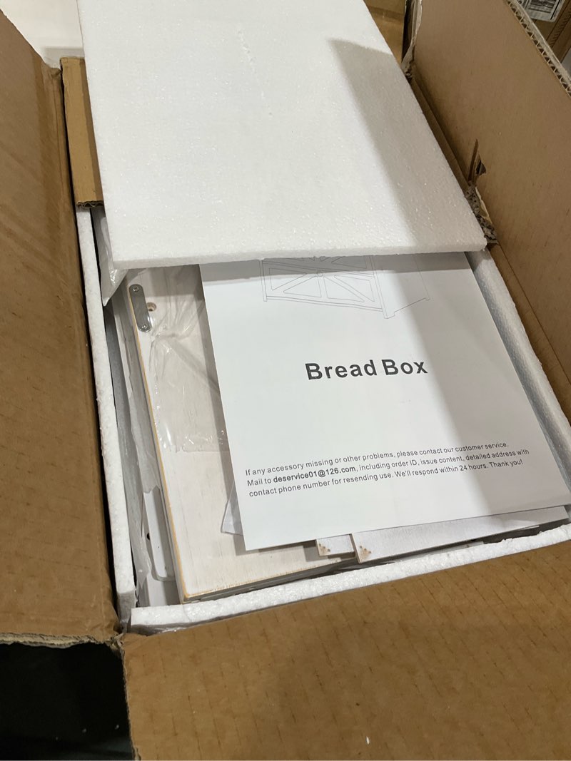 Condition photo showing Good Condition for vintage double layer bread box for kitchen counter bamboo bread storage container large capacity bread storage bin (antique white)